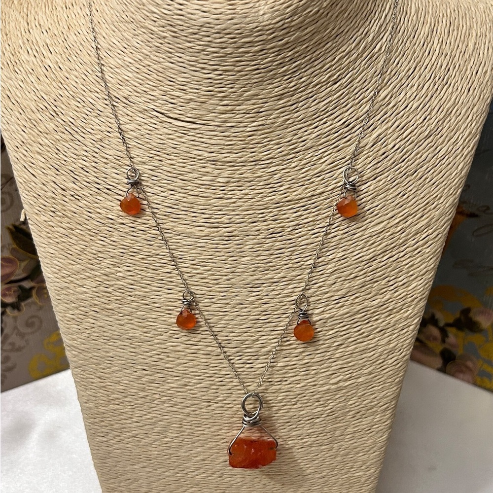 NEW Sterling Silver Carnelian Necklace